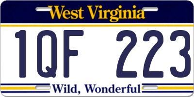 WV license plate 1QF223