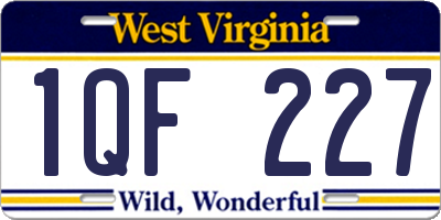 WV license plate 1QF227