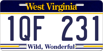 WV license plate 1QF231
