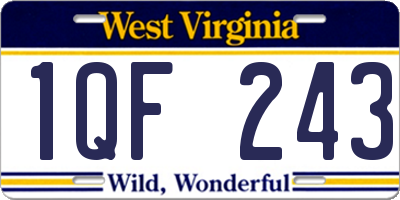 WV license plate 1QF243