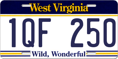 WV license plate 1QF250