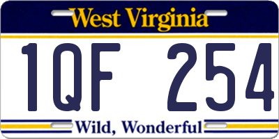 WV license plate 1QF254
