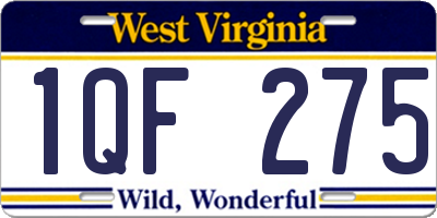 WV license plate 1QF275