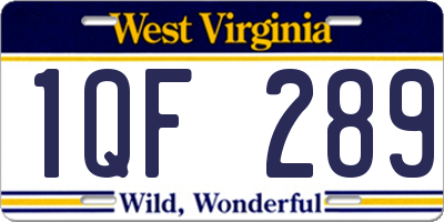 WV license plate 1QF289