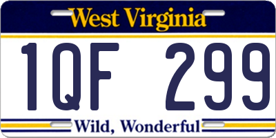 WV license plate 1QF299
