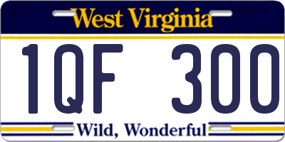 WV license plate 1QF300