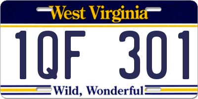 WV license plate 1QF301