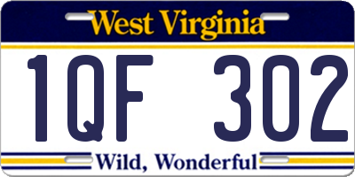 WV license plate 1QF302