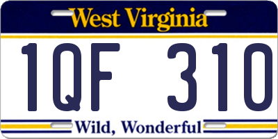WV license plate 1QF310