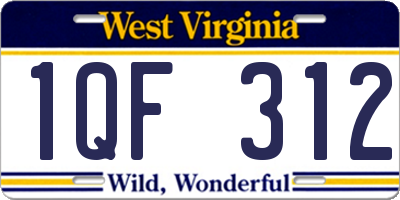 WV license plate 1QF312