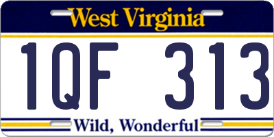 WV license plate 1QF313