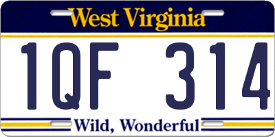 WV license plate 1QF314