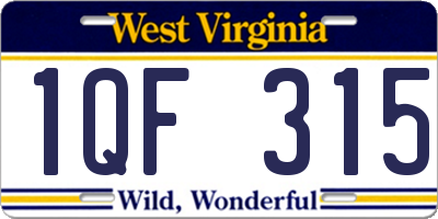 WV license plate 1QF315