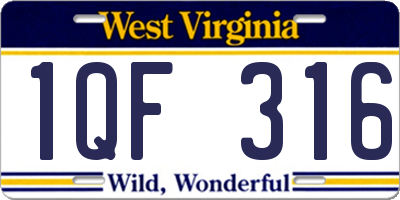 WV license plate 1QF316