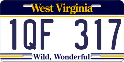 WV license plate 1QF317