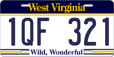 WV license plate 1QF321