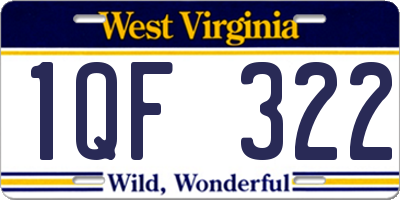 WV license plate 1QF322