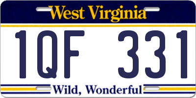 WV license plate 1QF331