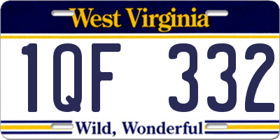 WV license plate 1QF332