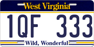 WV license plate 1QF333