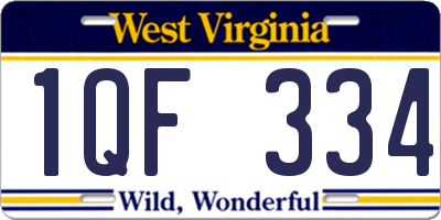 WV license plate 1QF334