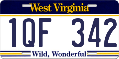 WV license plate 1QF342