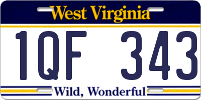 WV license plate 1QF343