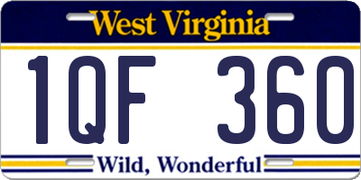 WV license plate 1QF360