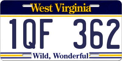 WV license plate 1QF362