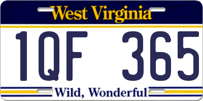 WV license plate 1QF365