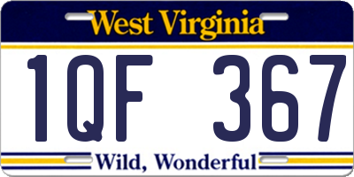 WV license plate 1QF367