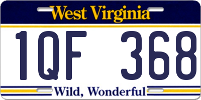 WV license plate 1QF368