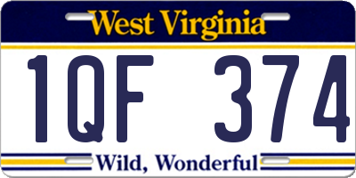 WV license plate 1QF374