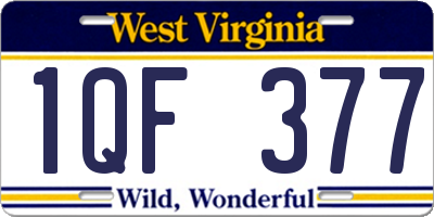 WV license plate 1QF377
