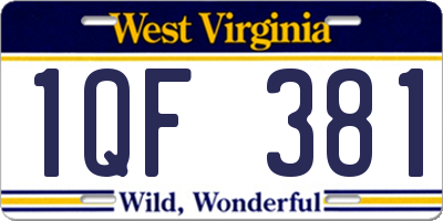 WV license plate 1QF381