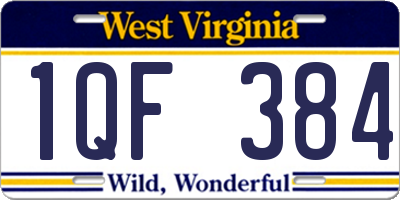 WV license plate 1QF384