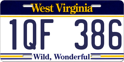 WV license plate 1QF386