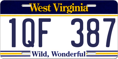 WV license plate 1QF387
