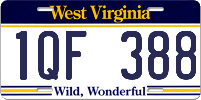 WV license plate 1QF388