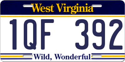 WV license plate 1QF392