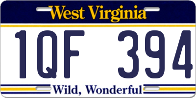 WV license plate 1QF394