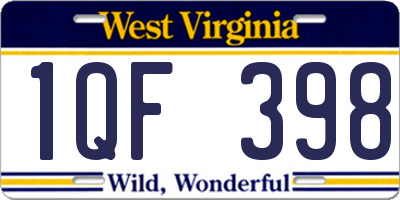 WV license plate 1QF398