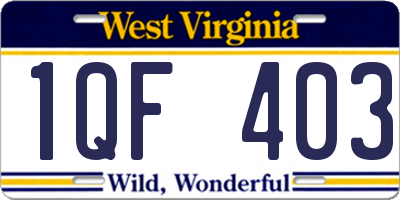 WV license plate 1QF403