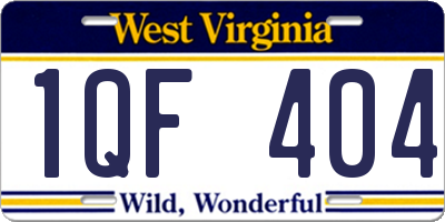 WV license plate 1QF404