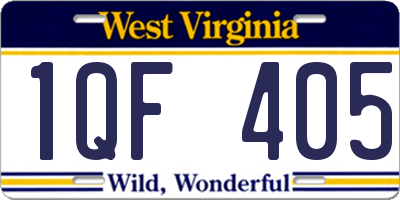 WV license plate 1QF405