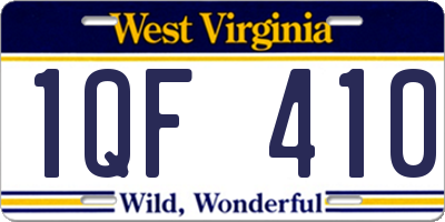 WV license plate 1QF410