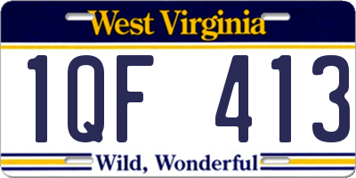 WV license plate 1QF413
