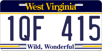 WV license plate 1QF415