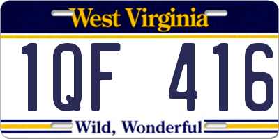 WV license plate 1QF416
