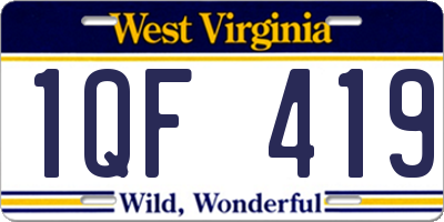 WV license plate 1QF419